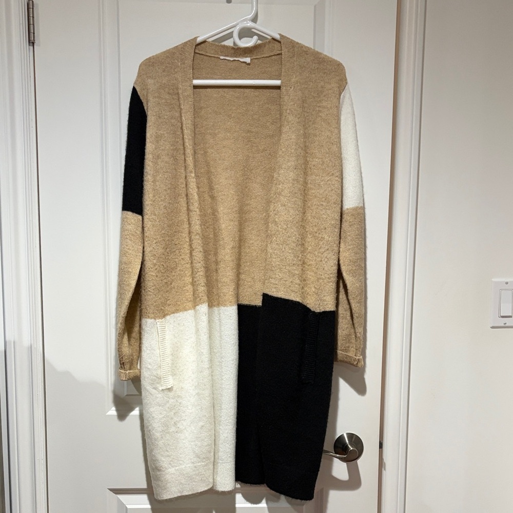 Color Block Open Front Cardigan